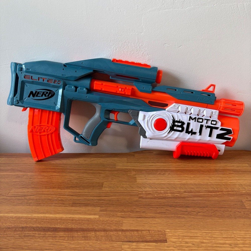 Nerf Elite 2.0 MotoBlitz CS-10 Blaster Teal Orange NO‎ DARTS Excellent Condition